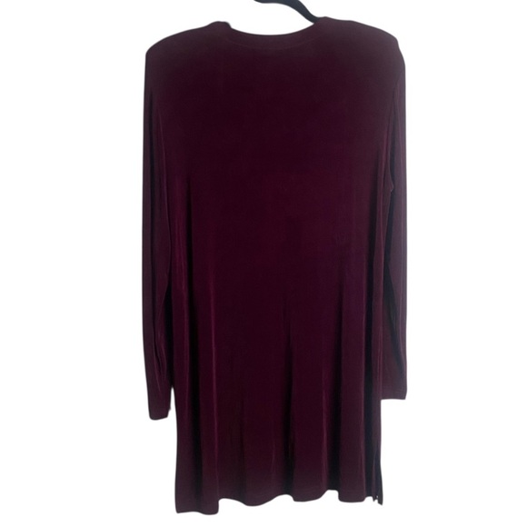 Rabbit Rabbit Rabbit Size 12 Duster Cardigan Burgundy Slinky Strech Long Vintage - Picture 2 of 7